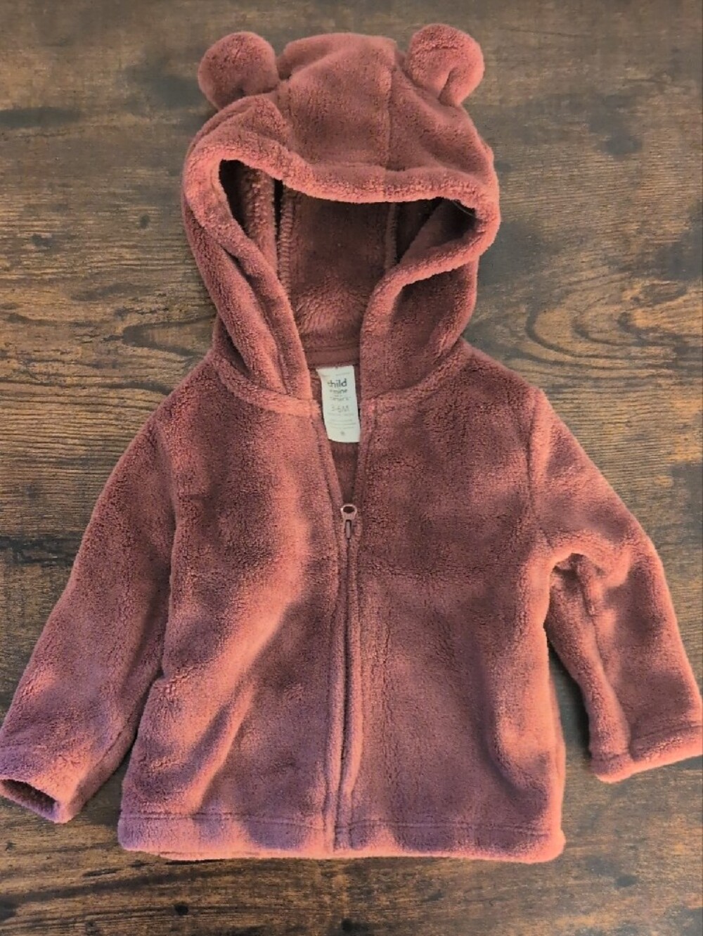 5/$25 child of mine Plush Hoodie Dusty Rose 3-6M